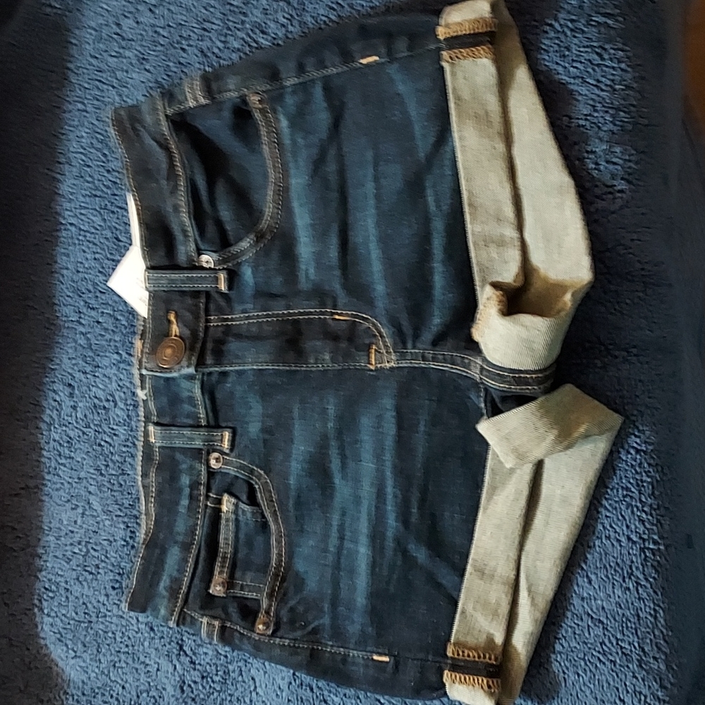 Dark Blue Denim Roll-Cuff Women's Shorts